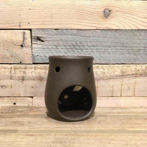 Stor Keramik Oliebr�nder med Blade - Brun (12 x 8 cm)
