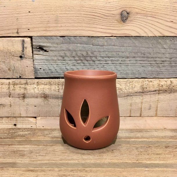 Stor Keramik Oliebr�nder med Blade - Terracotta (12 x 8 cm)