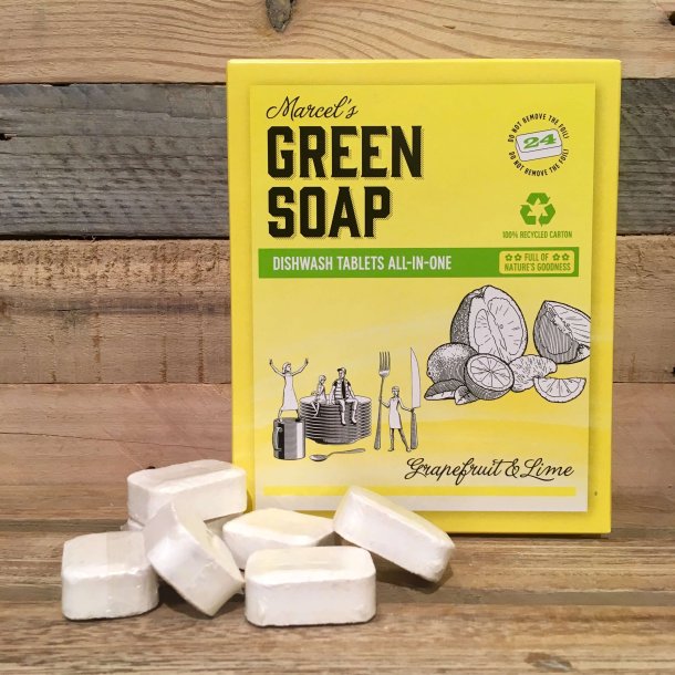 Marcel Green Soap - Opvasketabs All-in-One med grapefrugt &amp; lime (24 stk)