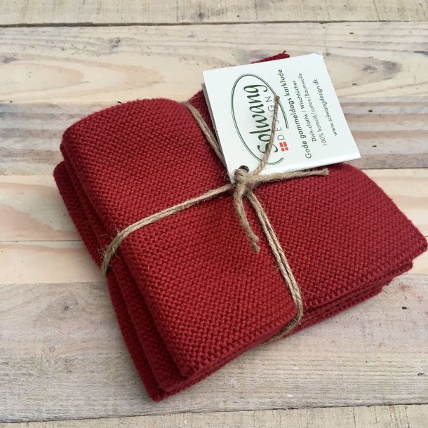 Solwang - Karklude i kologisk Bomuld - Rd (3 stk)