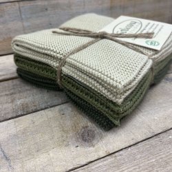 Solwang - Karklude i kologisk Bomuld - Oliven Kombi (3 stk)