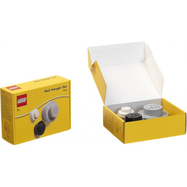 Lego Wall Hanger Av 3 Delar - Vitt, Svart och Grtt