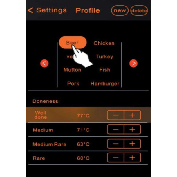 Orange County Smoker BBQ-termometer m / Bluetooth, app tilsluttet, sort