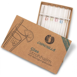 Chinchilla st med 5 Glassugerr 15cm Samt Rensebrste