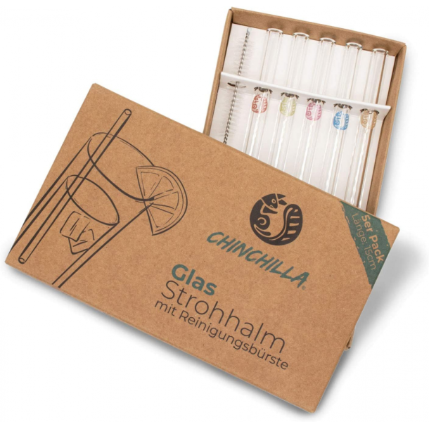 Chinchilla st med 5 Glassugerr 15cm Samt Rensebrste