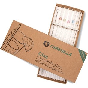 Chinchilla® sæt med 5 Glassugerør 23cm Samt Rensebørste