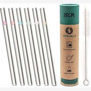 Chinchilla&reg; s�t med 6 Glassuger�r 15 cm Samt Renseb�rste
