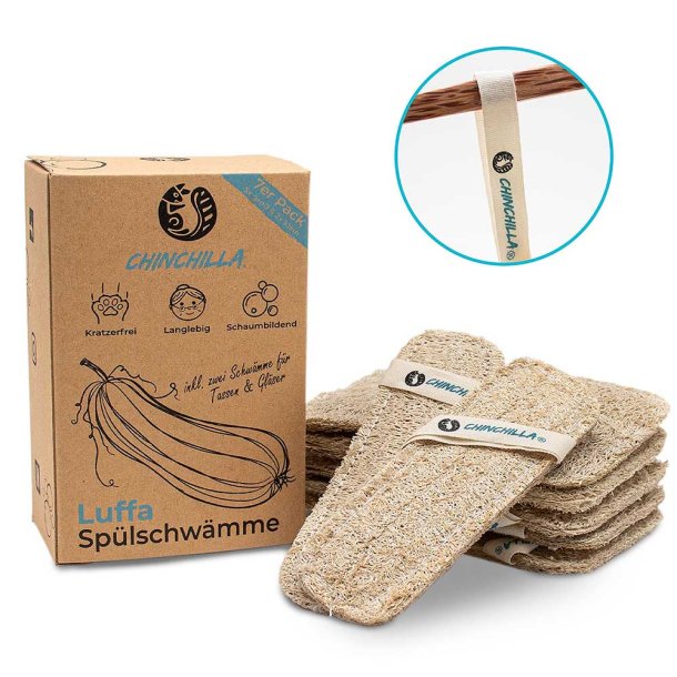 Chinchilla Opvaskesvampe Lavet Af Loofah Svamp - 7 stk.