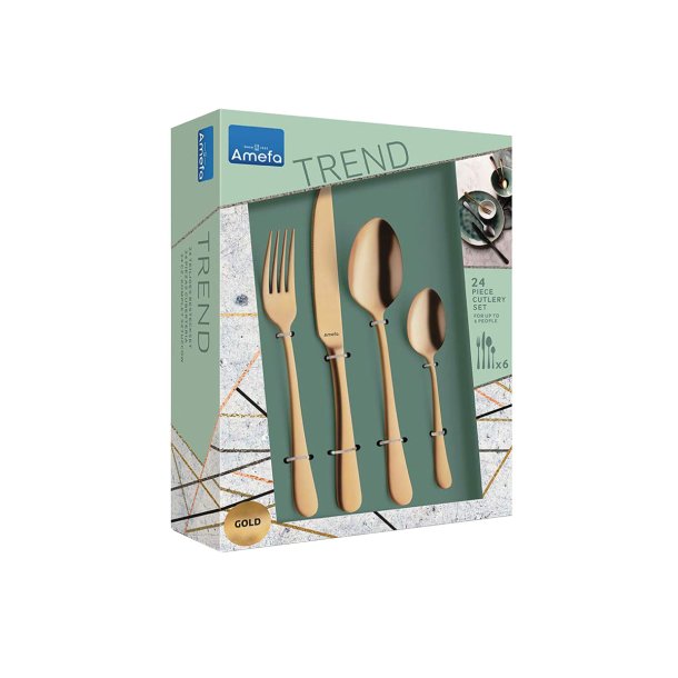 Amefa Austin "Gold" Matt 18/0 - 24-Pc Set In Trend Box
