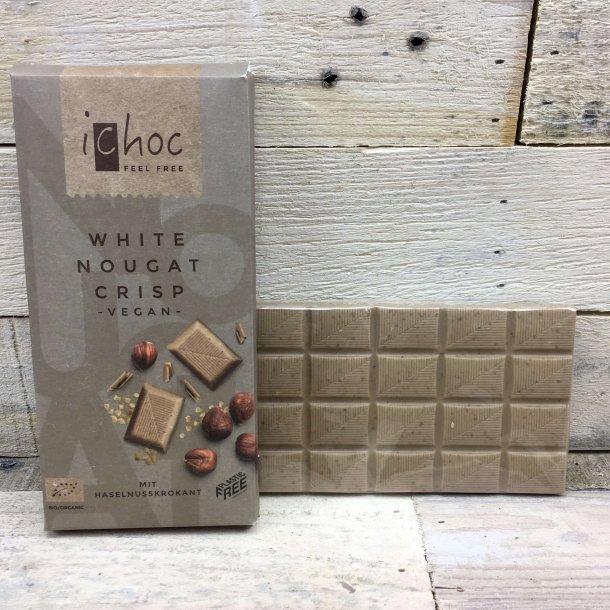 Ichoc - White Nougat Crisp Vegansk / kologisk Chokolade (80 g)