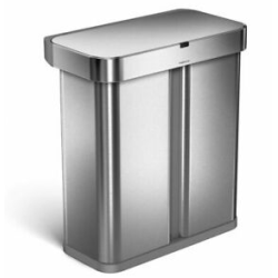 Simplehuman Rektangulr Sensor Affaldsspand Med Stemme- Og Bevgelseskontrol 58L (34/24), Dobbelt Rum, Brstet Rustfrit Stl