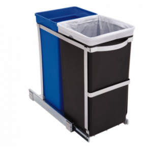 Simplehuman Udtrkkelig Affaldsspand til Genbrug 35L (20/15), Dobbelt Rum, Poleret Kraftig Stlramme