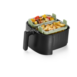 Lku Air Fryer Dobbelt Rektangulre Glasforme - Transparent