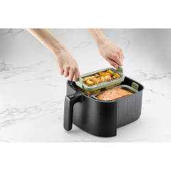 Lku Air Fryer Dobbelt Rektangulre Glasforme - Transparent