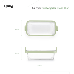 Lku Air Fryer Dobbelt Rektangulre Glasforme - Transparent