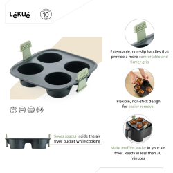 Lku Air Fryer Muffinsform, 4 huller - Grey