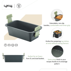 Lku Air Fryer Rektangulr Kurv - Grey