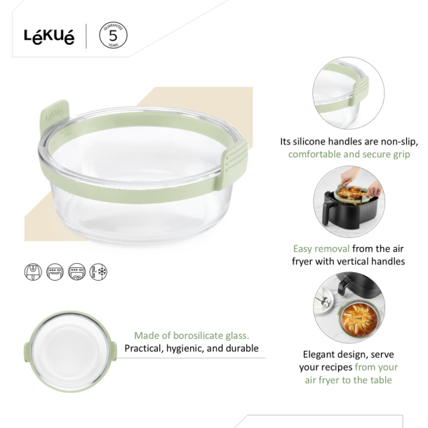 Lku Air Fryer Rund Glasform - Transparent