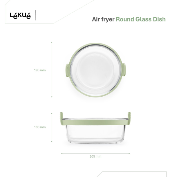 Lku Air Fryer Rund Glasform - Transparent