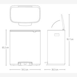 Brabantia Bo pedalspand m/1 inderspand 60 ltr.  - Matt steel / FPP