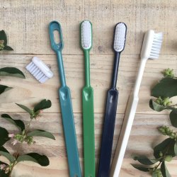 Caliquo - Tandbrste i Bioplast med Udskifteligt Hoved - Hvid - Medium