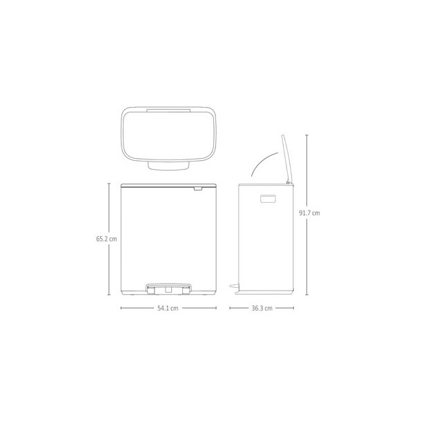 Brabantia Bo pedalspand m/2 inderspande a 30 ltr.  - White