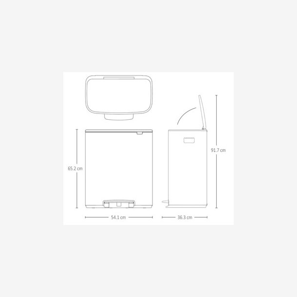 Brabantia Bo pedalspand m/2 inderspande a 30 ltr.  - Matt steel / FPP