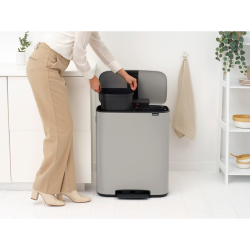 Brabantia Bo Pedalspand med inderspande 2 x 30 liter - Soft Grey