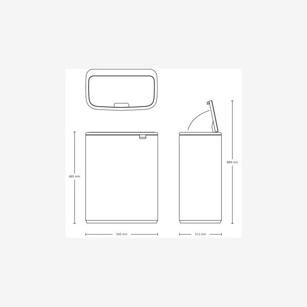 Brabantia Touch Bin 60 Liter - Mat Sort