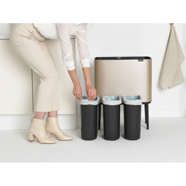 Brabantia Bo Touch Bin Affaldsspand 3 X 11 Liter - Champagne
