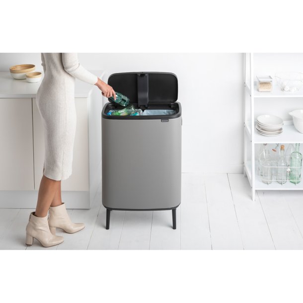 Brabantia Touch Bin Sorteringsaffaldsspand High 2 x 30 Liter - Mineral Concrete Grey