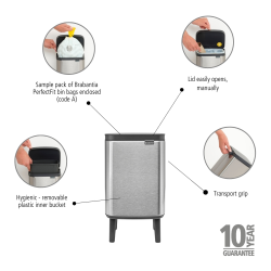 Brabantia Bo Affaldsspand Hi 4 liter - Matt Steel Fingerprint Proff