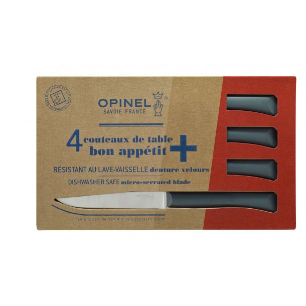 Opinel Knivst Med 4 Bordknive Anthracite