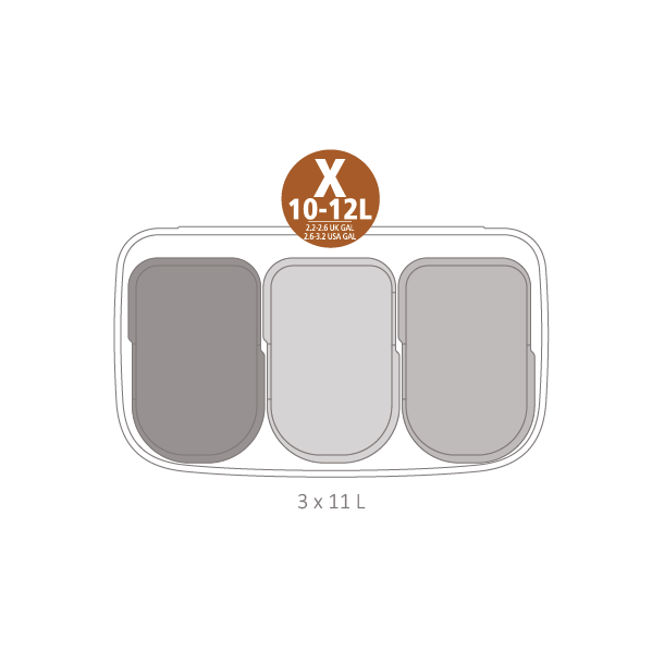 Brabantia Bo Pedalspand 3 x 11 Liter - Hvid