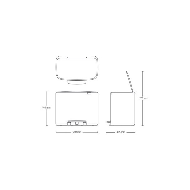 Brabantia Bo Pedalspand - Mat Sort - 11 + 23 ltr.