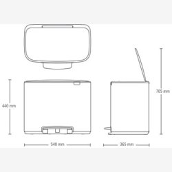Brabantia Bo Pedalspand 3 x 11 Liter - Hvid