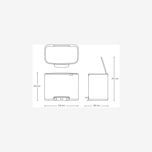 Brabantia Bo Pedalspand 3 x 11 Liter - Hvid