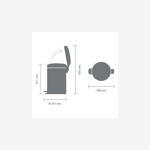 Brabantia NewIcon Pedalspand 12 Liter - Mineral Concrete Grey