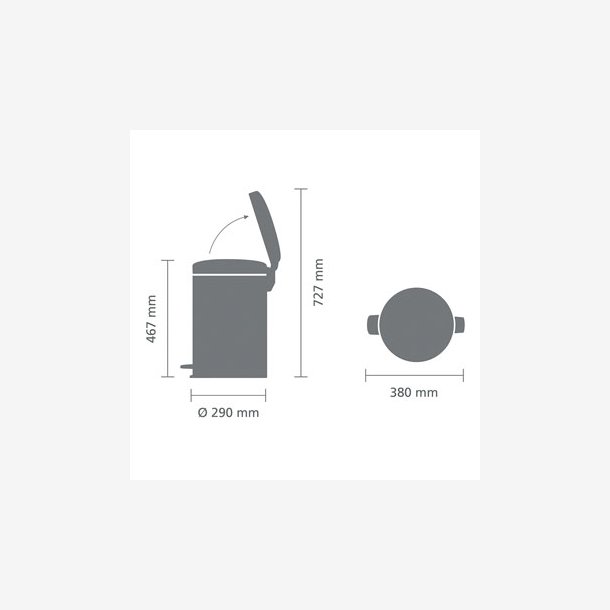 Brabantia NewIcon Pedalspand 20 Liter - Mineral Concrete Grey
