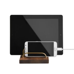 dot aarhus Brass-Dock Telefon- og Ipadholder Valnd