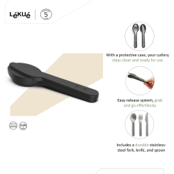 L�ku� Bestik med etui To Go - Black