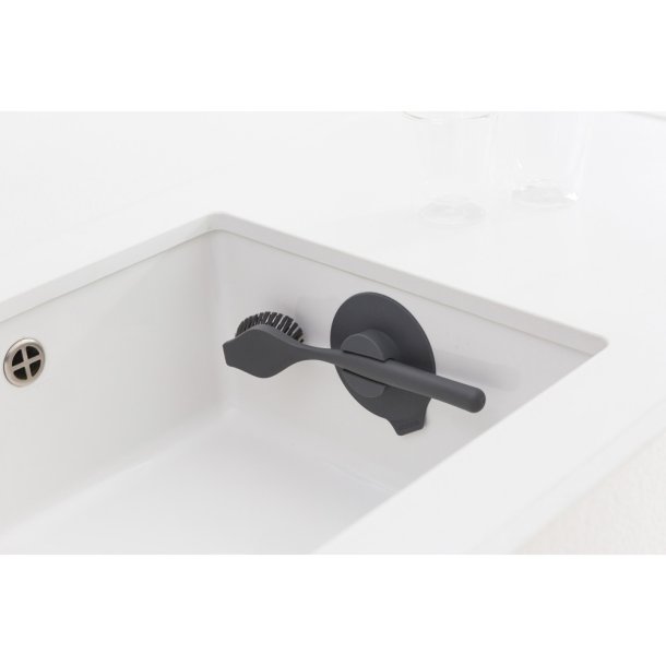 Brabantia Opvaskeb�rste med sugekop holder - Dark Grey