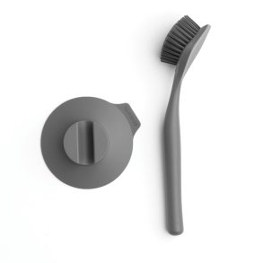 Brabantia Opvaskeb�rste med sugekop holder - Dark Grey