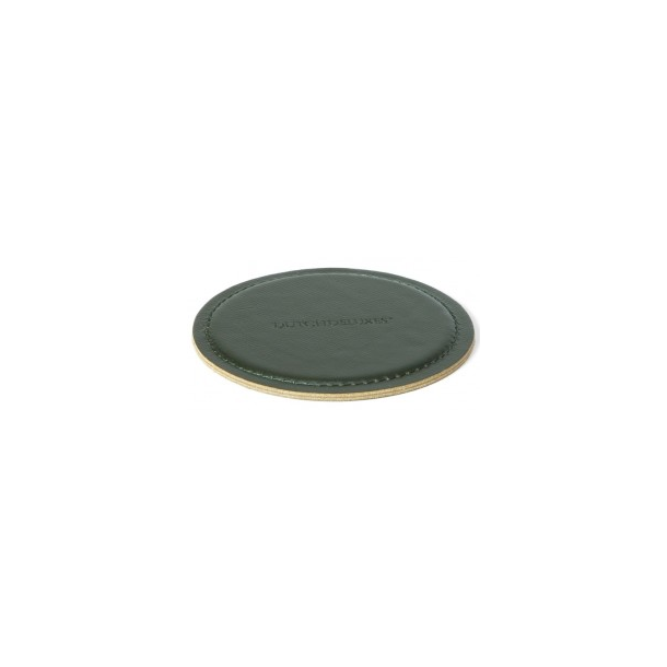 Dutchdeluxes Coasters Round 100% Leather Forrest Green - Ø 10 cm