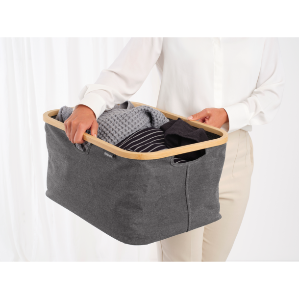 Brabantia Vasketjskurv Foldbar m Bambuskant 40 liter - Pepper Black