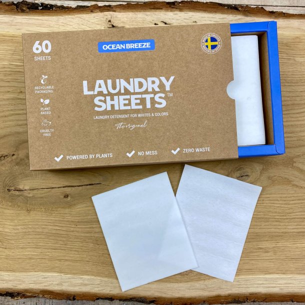 Laundry Sheets - Vaskeark - Med duft af Ocean Breeze (60 ark)