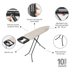 Brabantia Strygebrt B. m. Holder, sort stel - Denim Grey