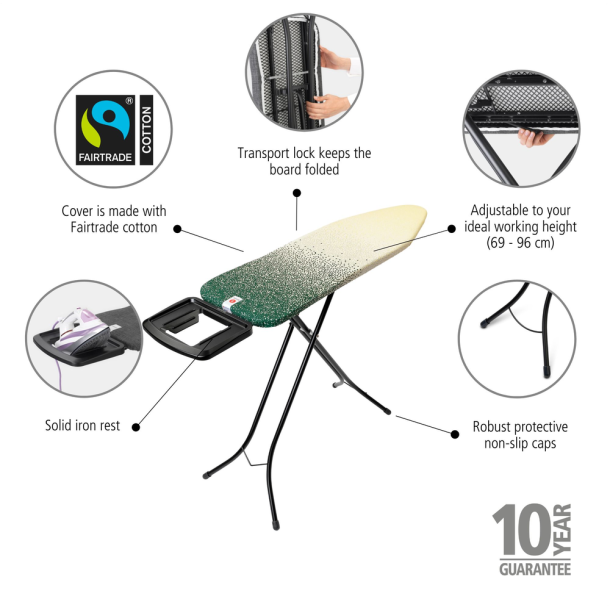 Brabantia Strygebrt B. m. Holder, sort stel, fairtrade bomuld - New Dawn