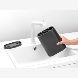 Brabantia Knivblok Med K�kkenredskabsholder - Dark Grey