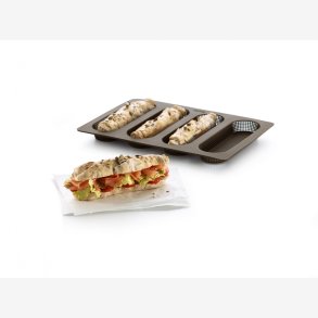 L�ku� Bageform t/4 baguettes mikro-perforeret brun